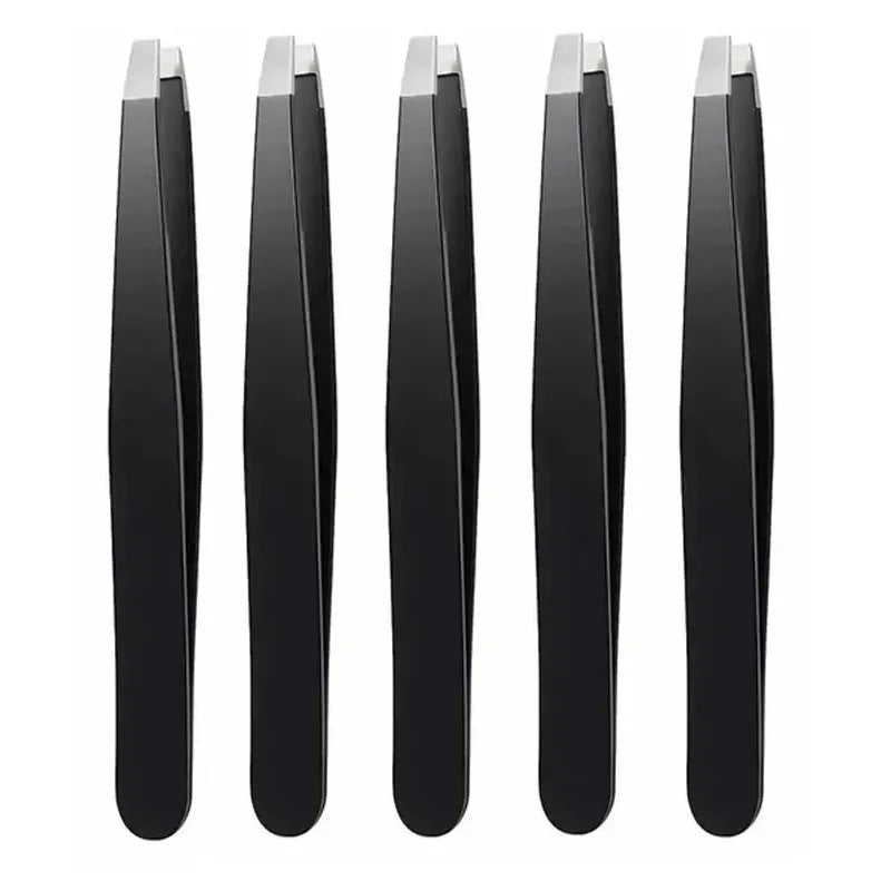 CNK  Wholesale  Stainless Steel Black Eyebrow Tweezer with Slant and Flat Point Beauty Tools for Eyebrows & Ingrown Hair Removal