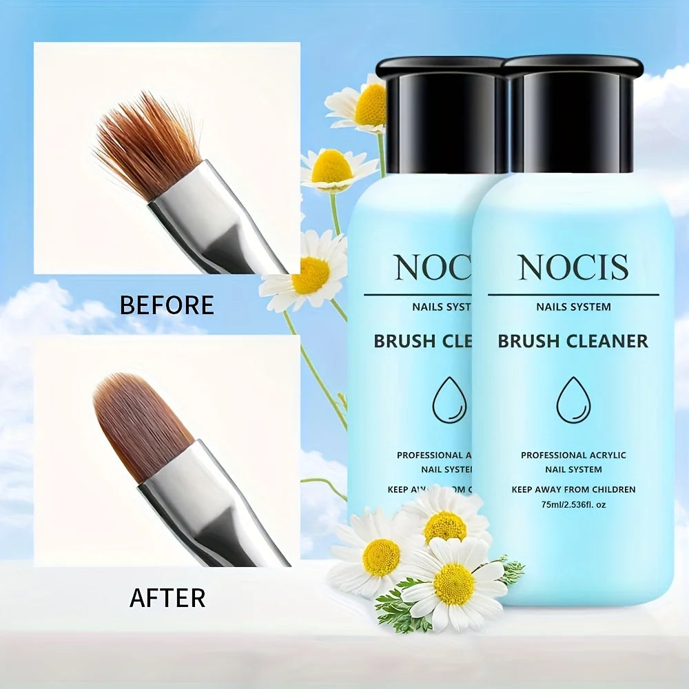 NOCIS 2pcs Acrylic Nail Brush Cleaner Acrylic Brush Cleaner Liquid, Nail Gel Brush Cleaner Nail Artist Acrylic Brush Cleaner