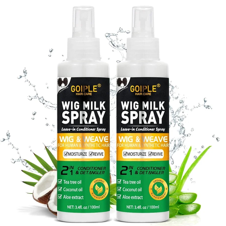 2pcs Wig Milk Spray for Wigs Smooth and Shiny Wig Leave-in Conditioner Women Synthetic Hair Anti Frizz Moisturizing Care Product