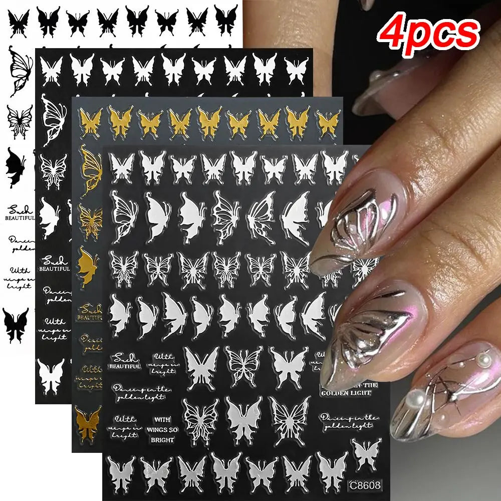 3D Gold/ Silver Star/Sun/Moon Bronzing Nail Art Sticker Laser Star Moon Styles Nail Decal Gold Silver Self-Adhesive Slider 1Pcs