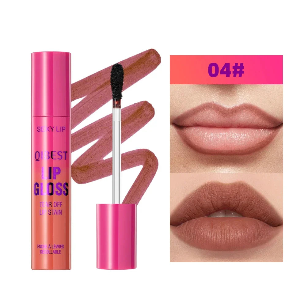 QIBEST Lip Liner Peel Off Tattoo Lipgloss Waterproof Lasting Lip Tint Red Brown Not Easy Fade Lip Stain Outline Contour Makeup