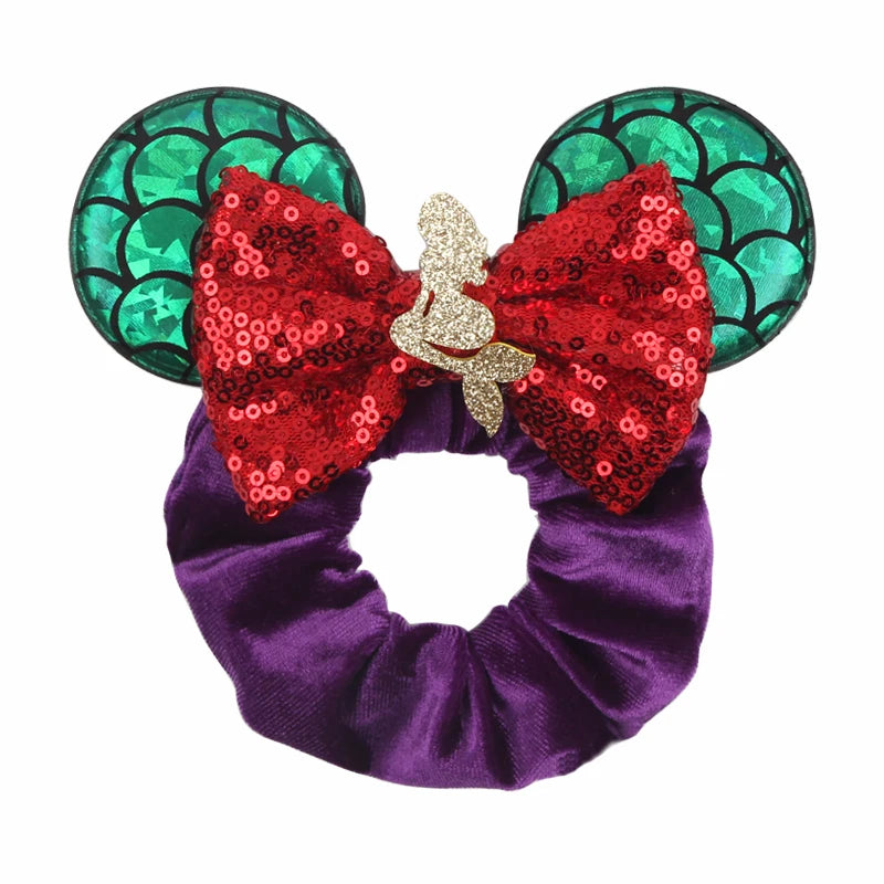 Women Ears Hair Scrunchies Velvet Hairbands For Girls Sequins Bows Headband Women Trip DIY Accessories Mouse Party Decor