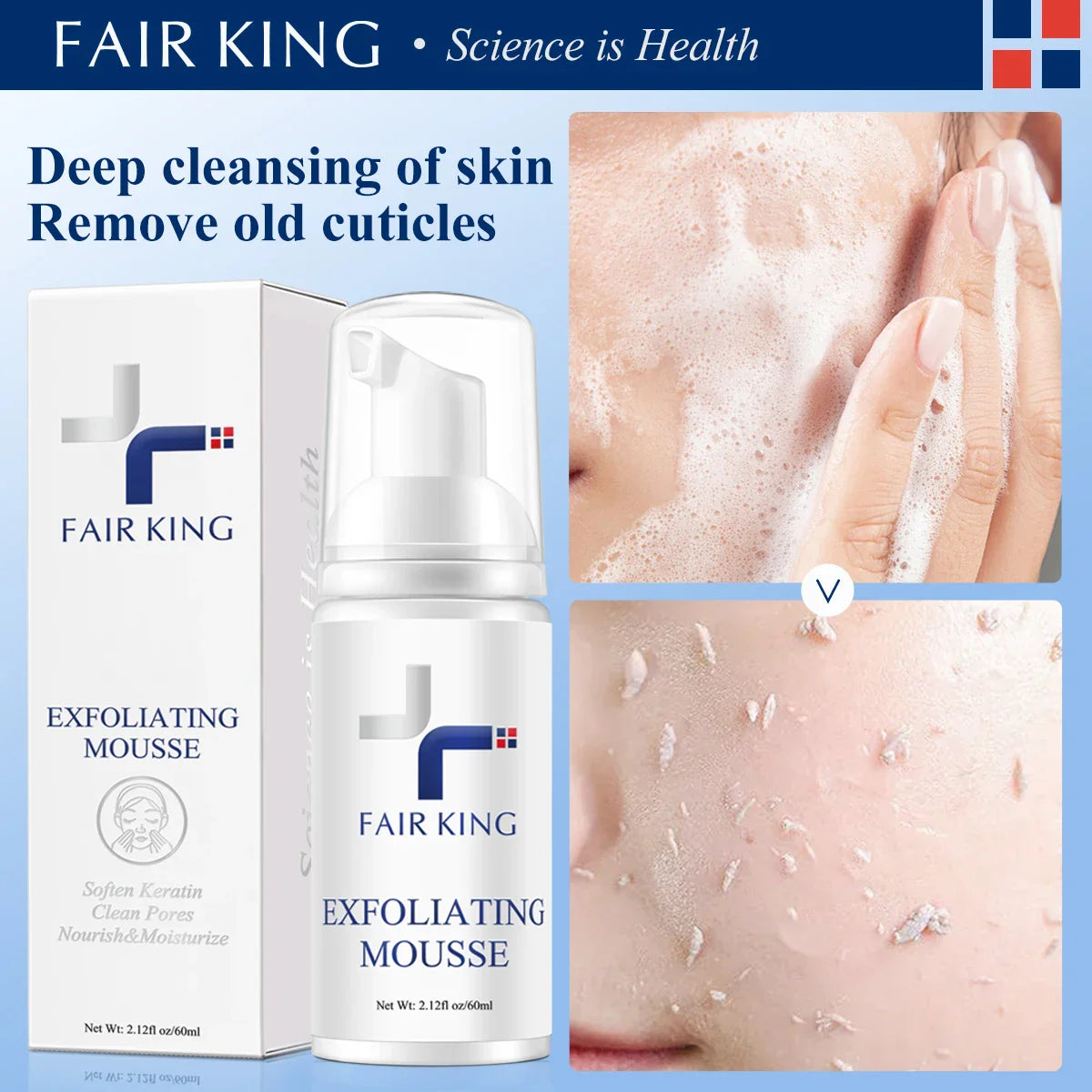 Foaming Exfoliating Mousse Deep Remove Cleaning All Skin Types Wash Face Smooth Moisturizing Skin Exfoliator Unblock Pores 60ML