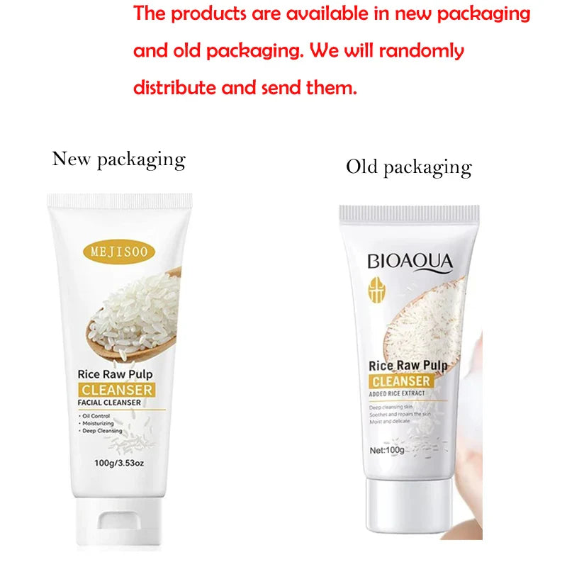 Rice Raw Pulp Facial Cleanser Face Wash Foam skincare Moisturizing Skin Brightening Rejuvenation Face Cleanser Skin Care