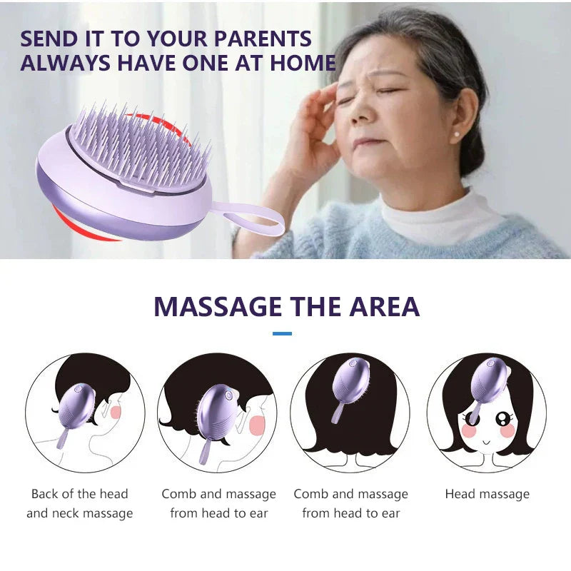 Electric Scalp Massager for Combing Meridians Relieving Headaches Vibration Massage Negative Ion Hair Care Massager