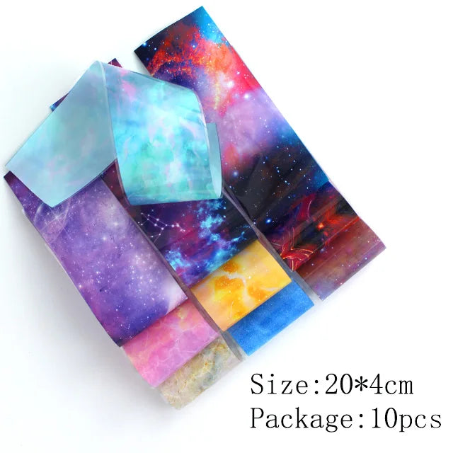10pcs Holographic Nail Foil Slider Mix Flower Designs Set Transfer Nails Stickers Floral Prints Manicure Decal Art Decoration