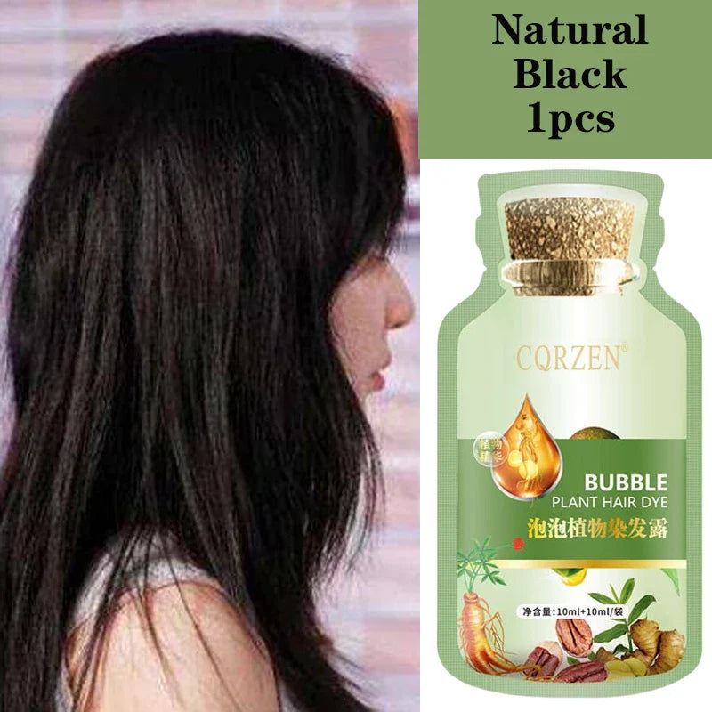 Pure Natural Herbal Hair Dye Shampoo Change Hair Color Cover Gray Hair White Hair Treatment Bubble Plant Hair Dye Hair Care
