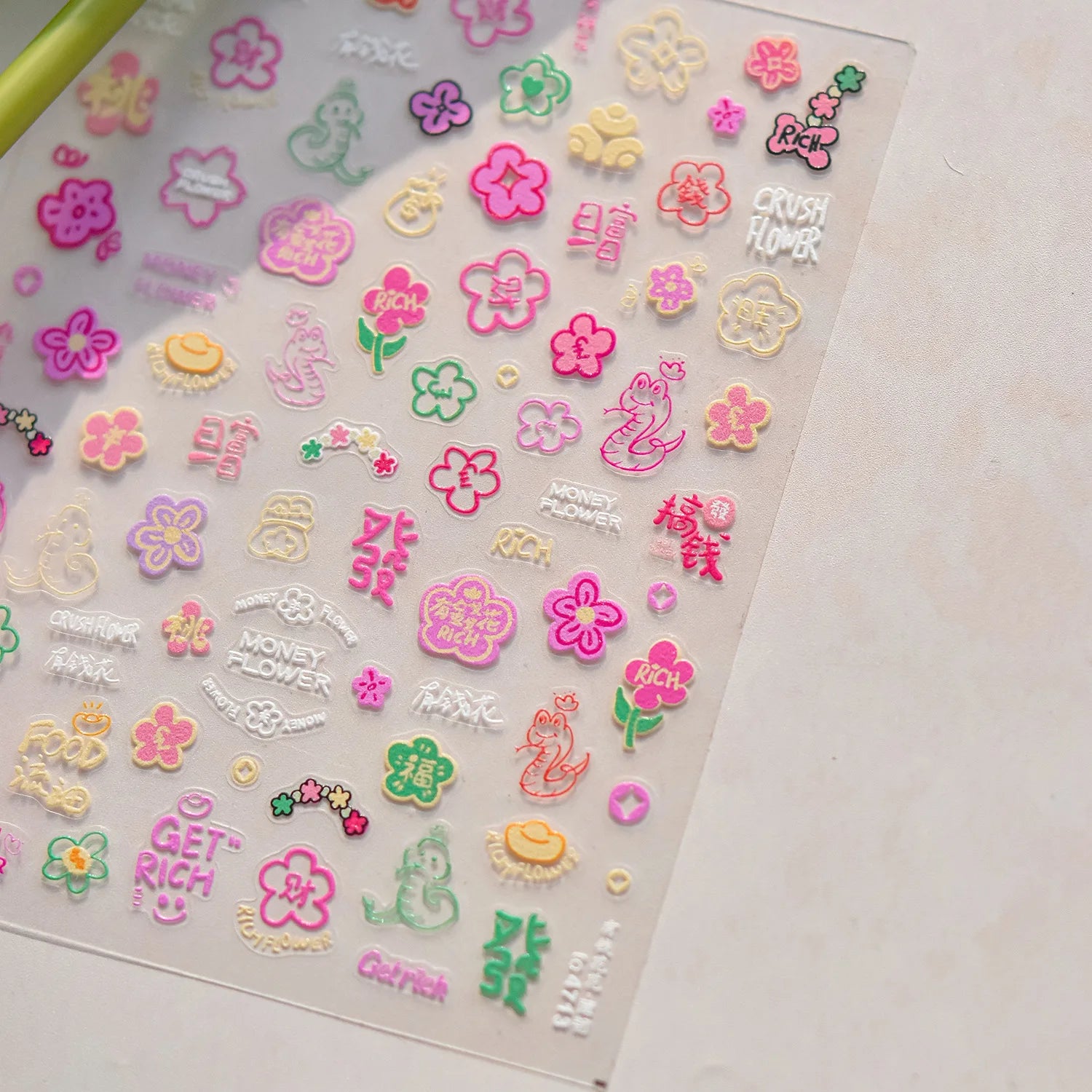 1pcs Dream Flower Window Shell Light Nail Art Stickers Japanese Flower Self Adhesive Stickers Press On Nails Decoration Decals