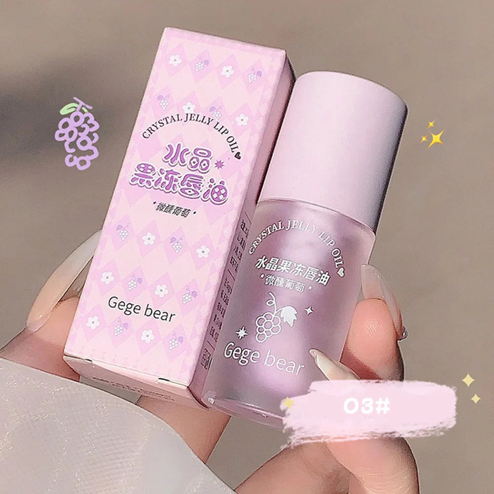 Gege Bear Crystal Jelly Fruit Lip Oil Peach Grape Avacado Hydrating Moisturizing Nourishing And Lightening Lips Line