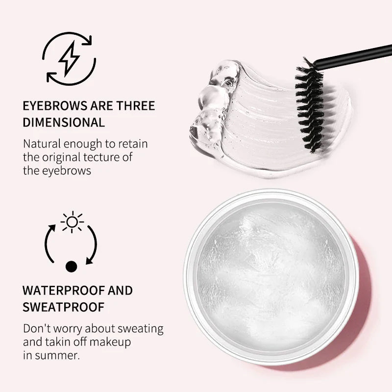 Eyebrow Styling Gel 3D Feathery Brow Wax – Waterproof, Long-Lasting, Easy-to-Wear Shaping Gel for Natural Sculpted Eyebrows Makeup