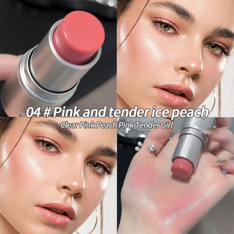 Rich Bear Highlighter Stick - Dewy Finish, Contour & Blush 3-in-1, Natural Glow with Fine Shimmer, Affordable Makeup Stick