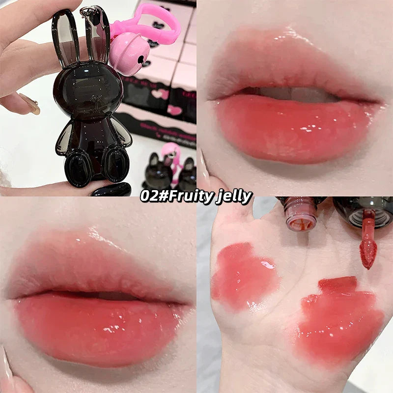 Gege Bear Pink Rabbit Velvet Matte Lip Cream Black Rabbit Water light lip glaze matte mirror pendant lipstick lip gloss
