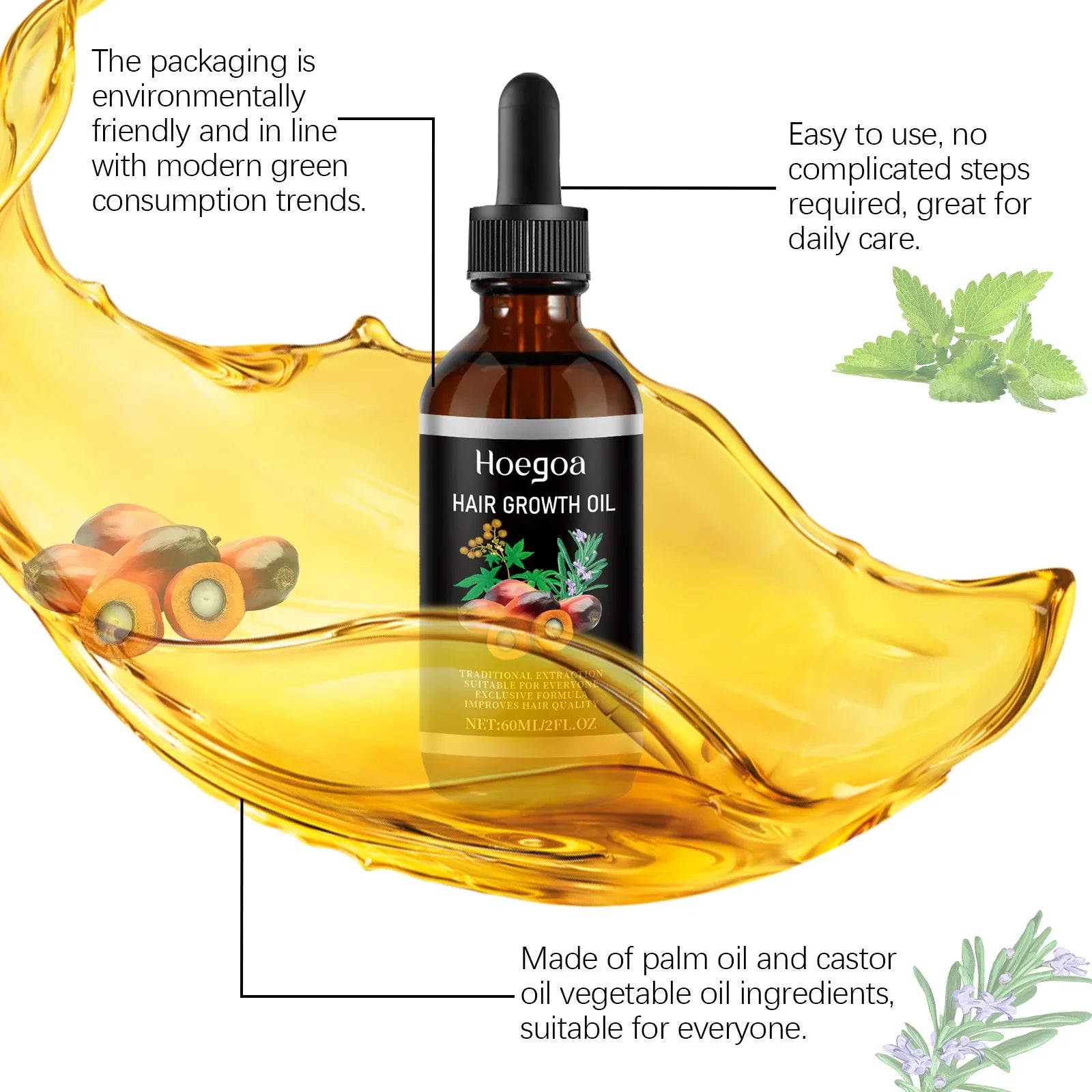 Hair Care Essence Oil Nourishing Treatments Scalp Dry Damaged Hair Regrowth Preventing Baldness Health Hair Growth Liquid 60ml