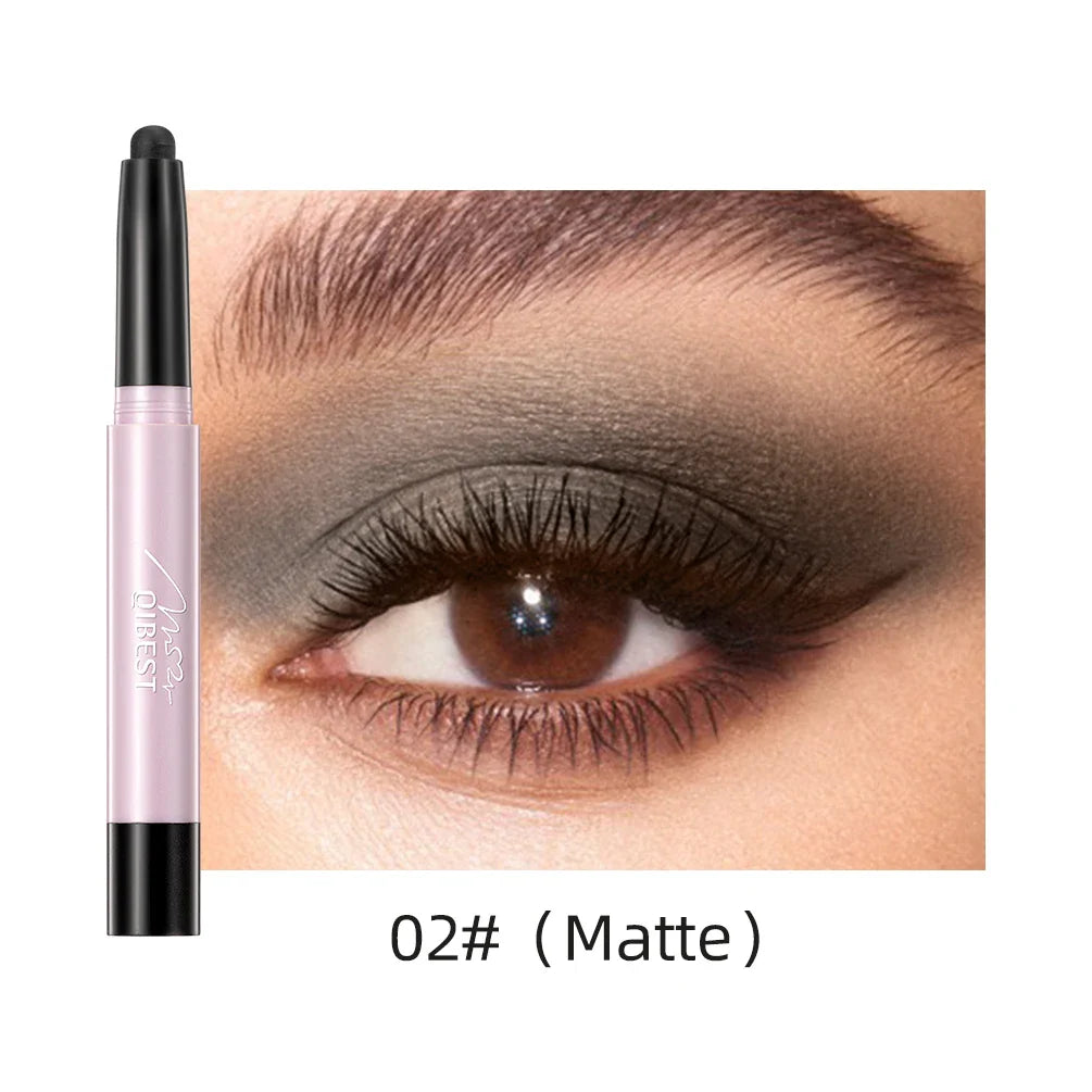 QIBEST 12 Colors Eyeshadow Sticker Cosmetics Shadows Pencil Eyeliner Highlighter Shimmer Pigment Professional Female Makeup