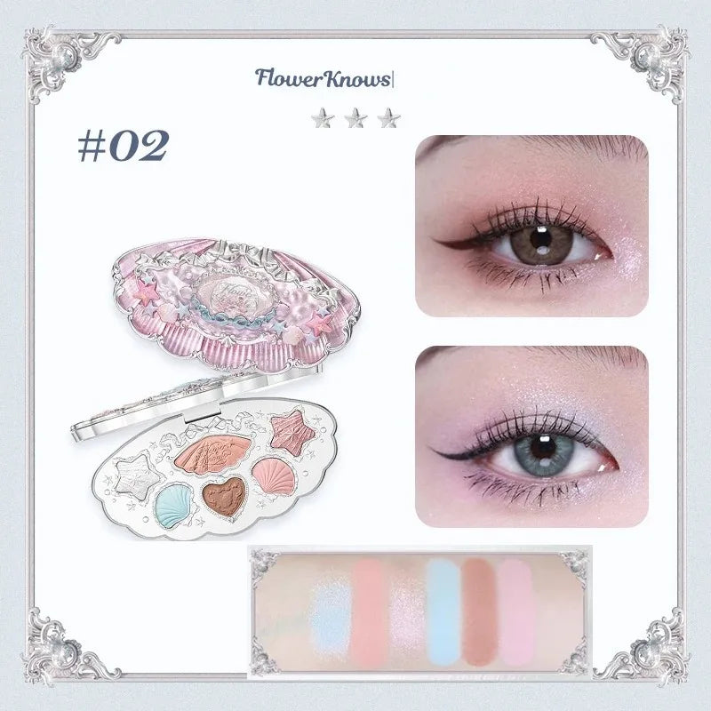 Flower Knows Chocolate Shop Highly Pigmented Eyeshadow Palette Shimmer Matte Glitter Long Lasting Vegan Eye Shadows Cruelty-free