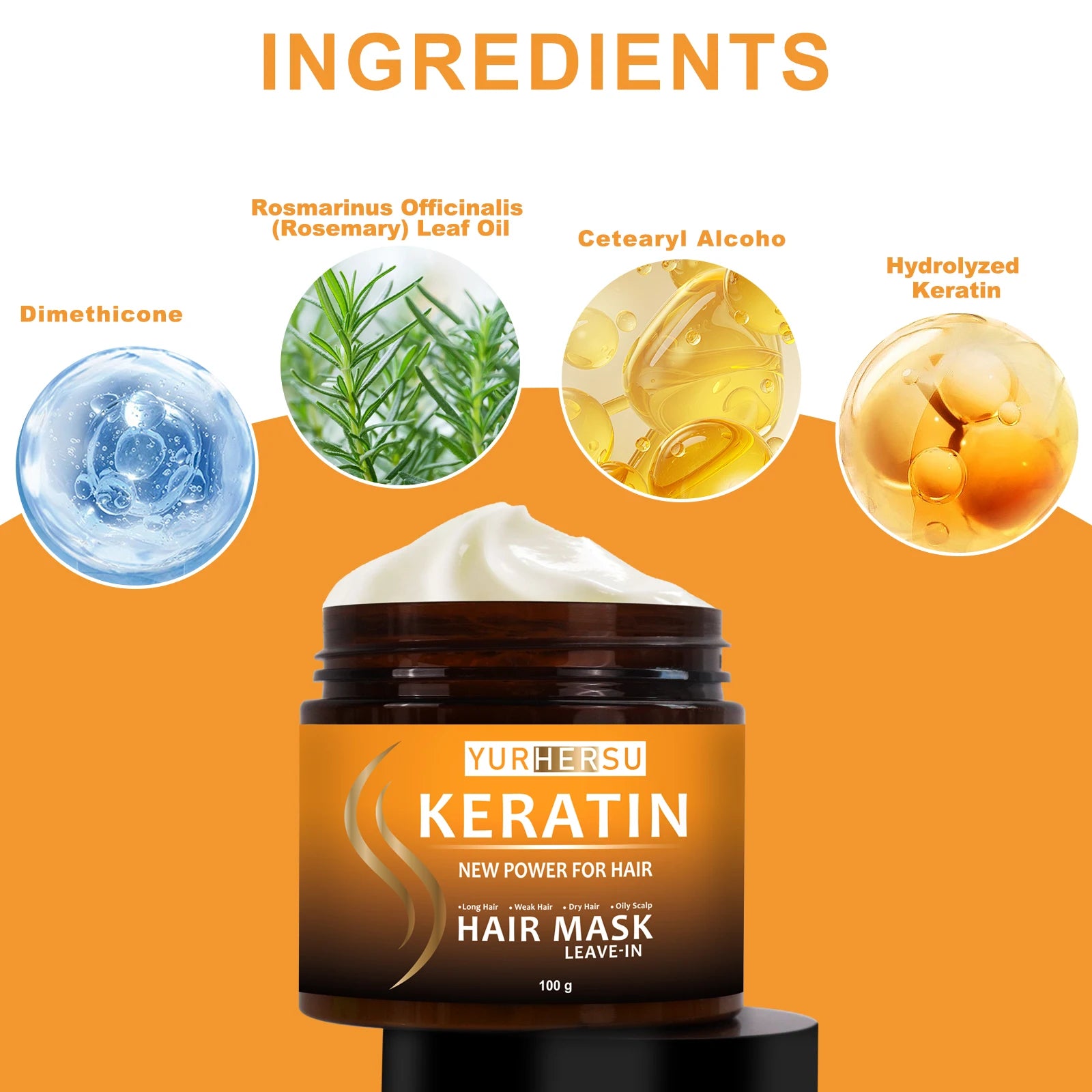 Keratin hair mask provides deep conditioning, is easily absorbed, and improves hair texture and frizz.
