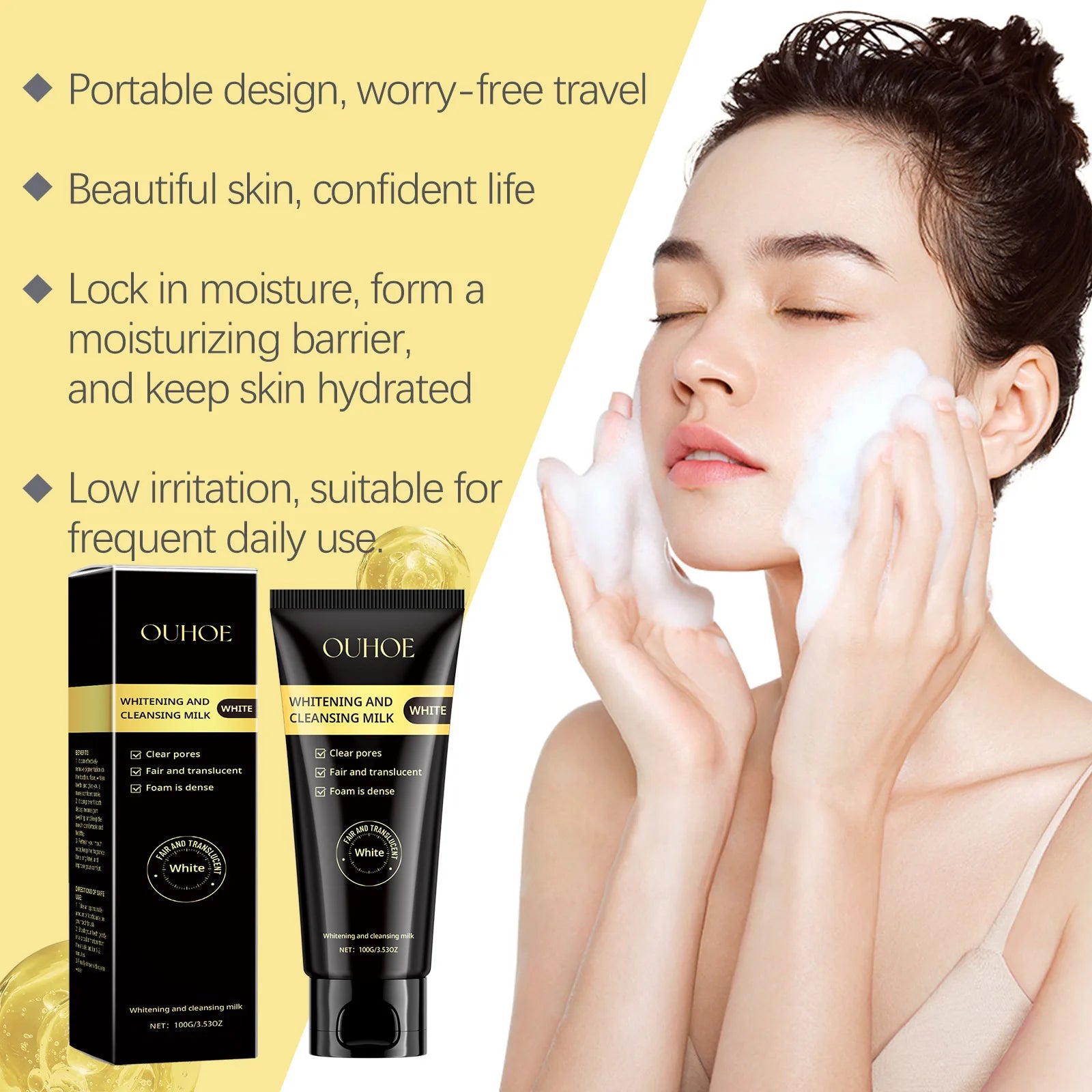 Nicotinamide Whitening Facial Cleanser Foaming Shrink Pores Deep Cleaning Oil Control Hydrating Brightening Face Wash Cleanser