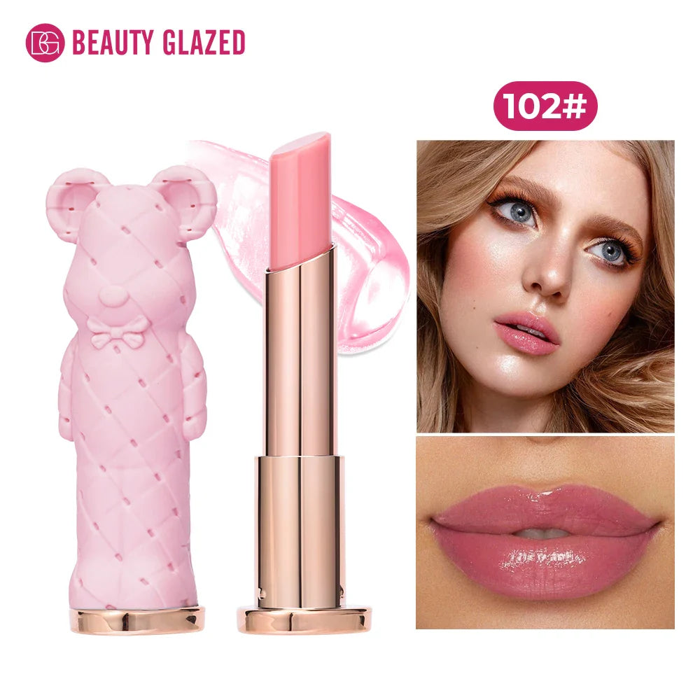 Beauty Glazed Bear Moisturizing Lipstick – Colored Lip Balm, Nourishing Lipstick, Easy-to-Apply Watery Lip Makeup