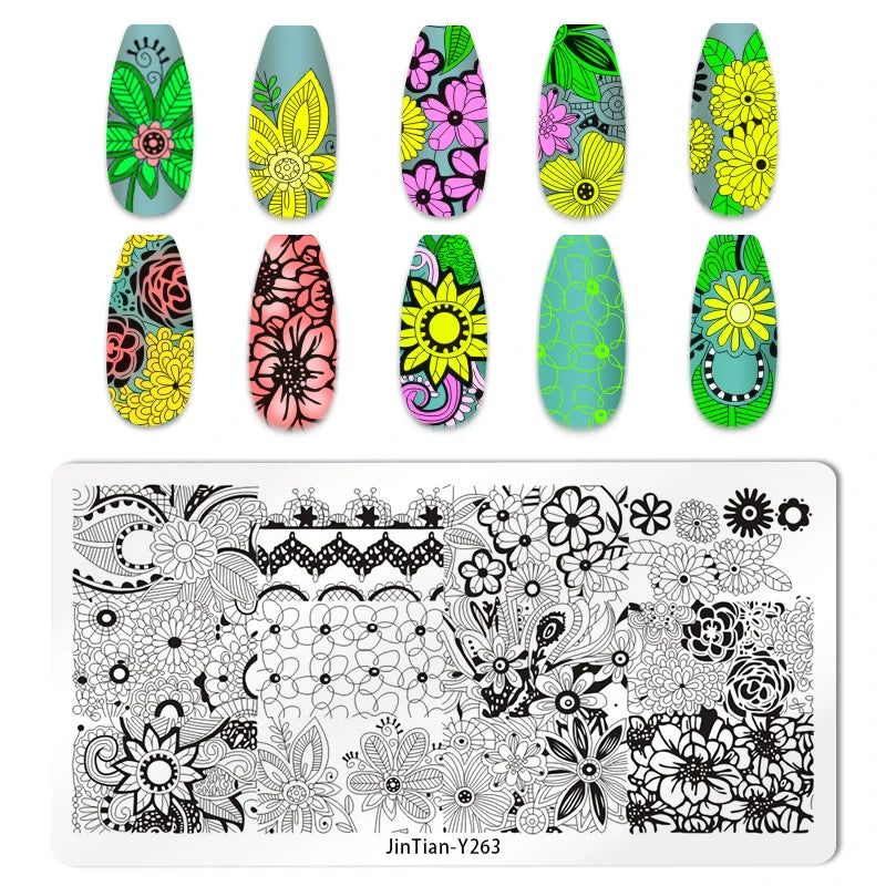 Valentine's Day Nail Stamping Plates Rose Flower Love Theme Nail Art Plate Stainless Steel Halloween Nail Design Stencil Tools