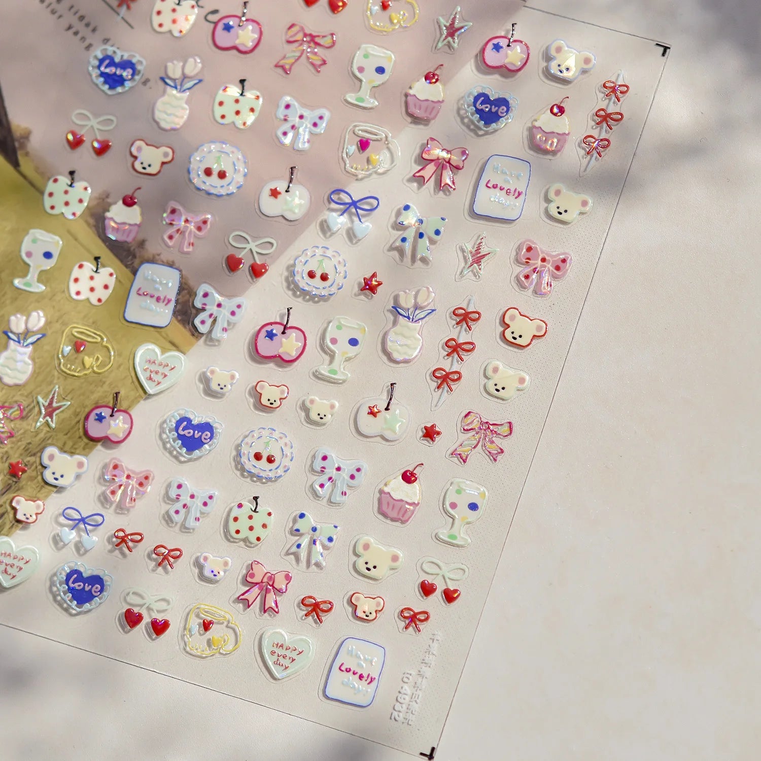 1pcs Cute A bag of Starfish Nail Charm Stickers 3D Jelly Ocean Fish Bubble Adhesive Nail Sticker DIY Summer Nail Art Decorations