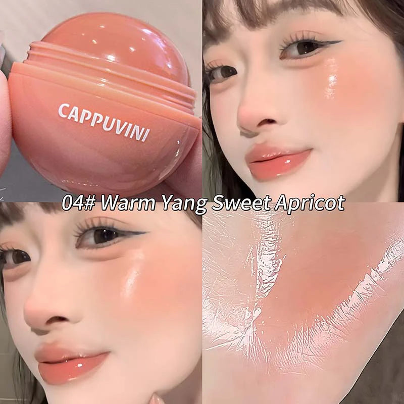 Cappuvini Juice Blush Ball Water Light Blusher Brightening Face Easy Color Multi-Use Blush Makeup Suitable for Lips and Cheeks