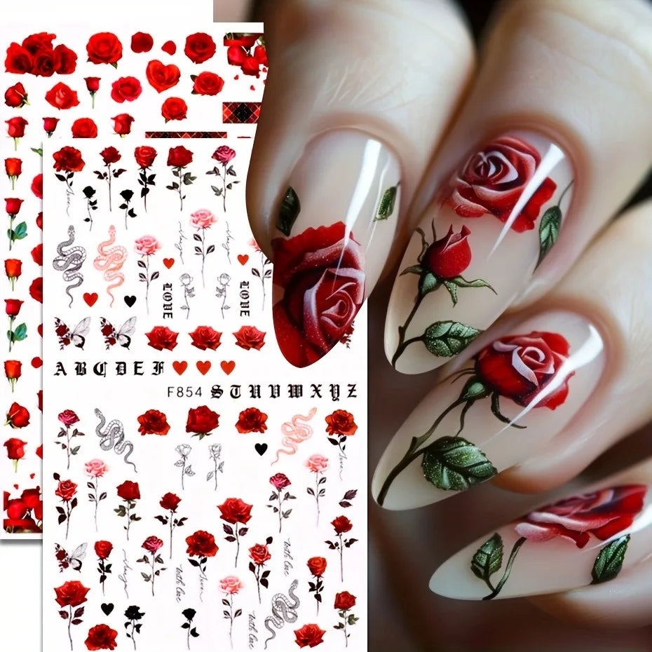 Spring and summer flower butterfly nail stickers, used for DIY nail decoration in daily life, festivals, parties, and weddings