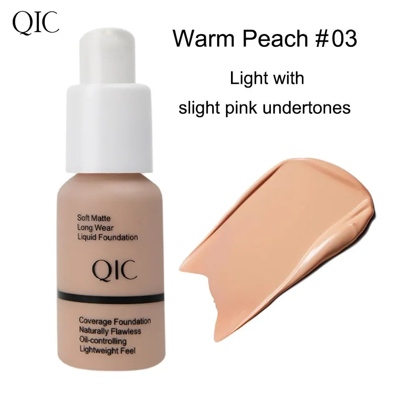 QIC Soft Matte Liquid Foundation Jewel Light Brightening Moisturizing Oil-Control Wheat Fit BB Cream Concealer Makeup