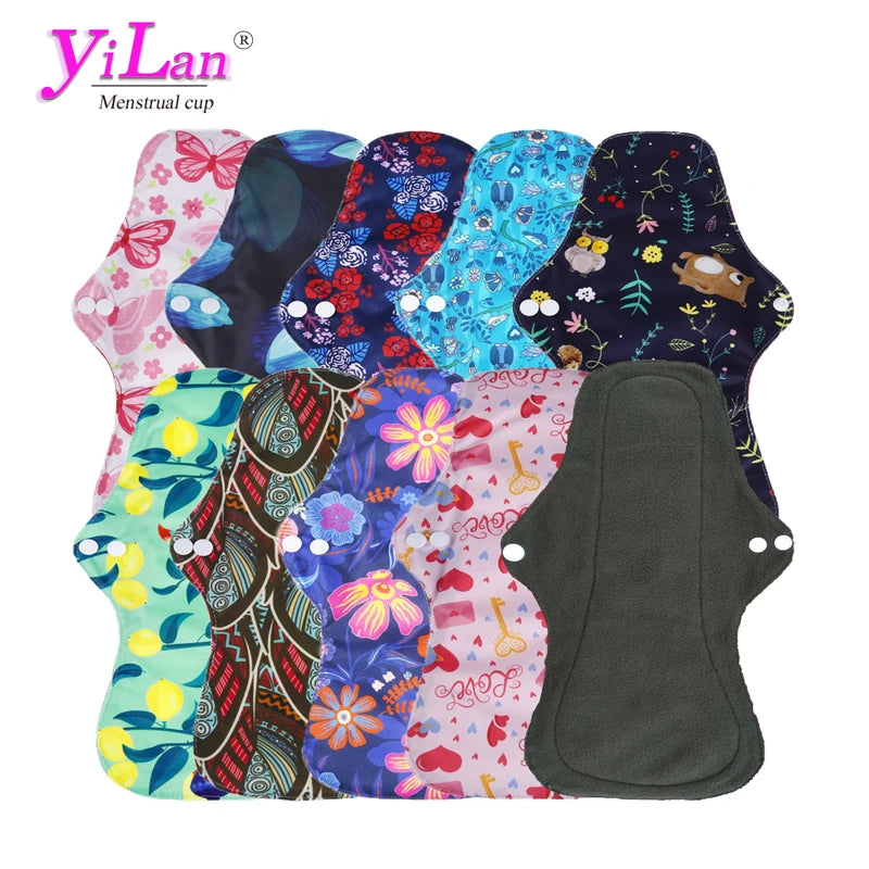 5/10pcs Reusable Menstrual Pad Female Breathable Heavy Flow Bamboo Charcoal Washable Sanitary Napkin Women Cloth Sanitary Napkin