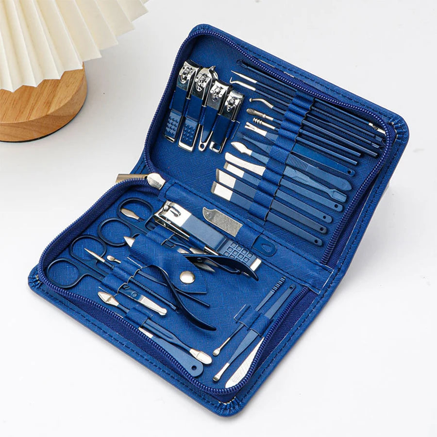 9-30pcs Set Professional Stainless Steel Manicure & Pedicure Kit Precision Nail Care with Travel Case with Nail Clipper Scissor