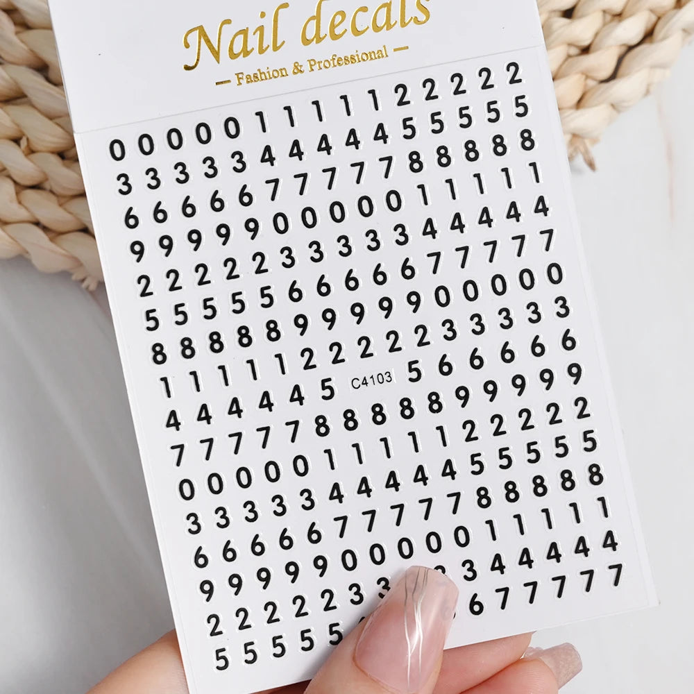 1Pc 3D Roman Letter Nail Stickers Gold/Silver/Black/Laser Alphabet Self Adhesive Decal Y2K English Words/Number Manicure Sliders