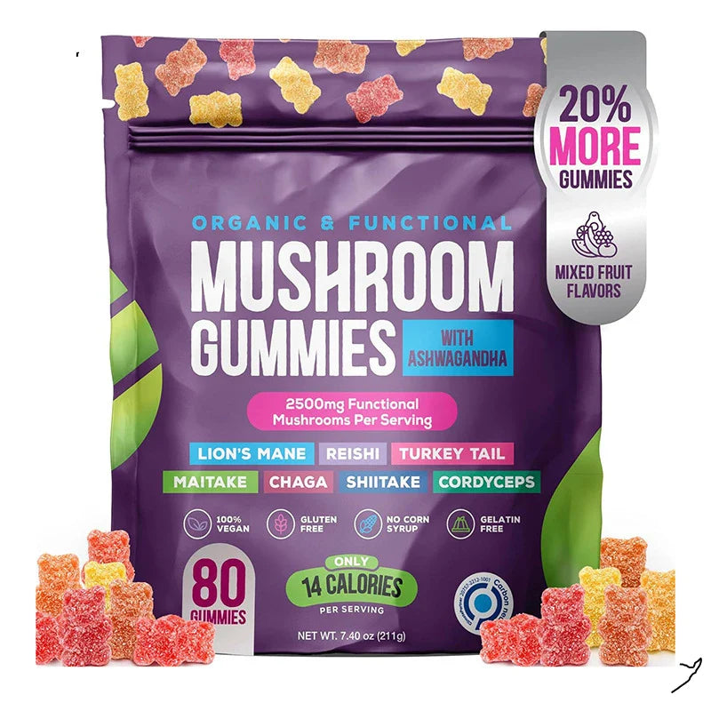 1 pack mushroom gummies moisturize the intestines replenish nutrients improve immunity regulate blood pressure be a health food