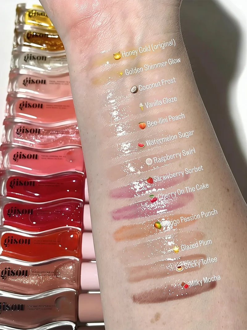 Gisou New Colors Full Range Of Long-lasting Moisturizing Raspberry Swirl Lip Oils Lip Gloss Care Lip Plumping Exfoliating Gloss
