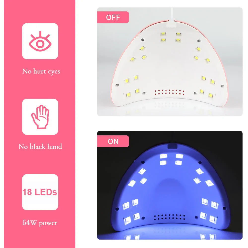 LINMANDA UV LED 54W Lamp Sunlight Nail Dryer Lamp Nail Professional Nail Art Tools Accessories for Fingernail Toenail Salon