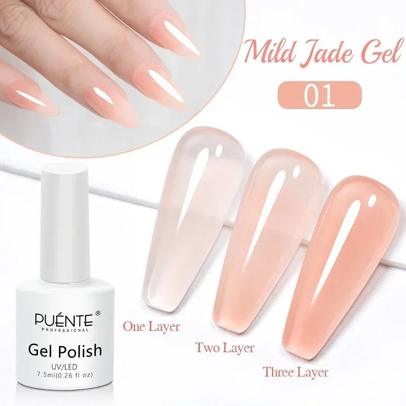 PUENTE 15ML Vitamin E Base Coat Gel Nail Polish For Soft Thin Breaking Nails Strengthen Soak Off UV Gel Varnish For Nail Care
