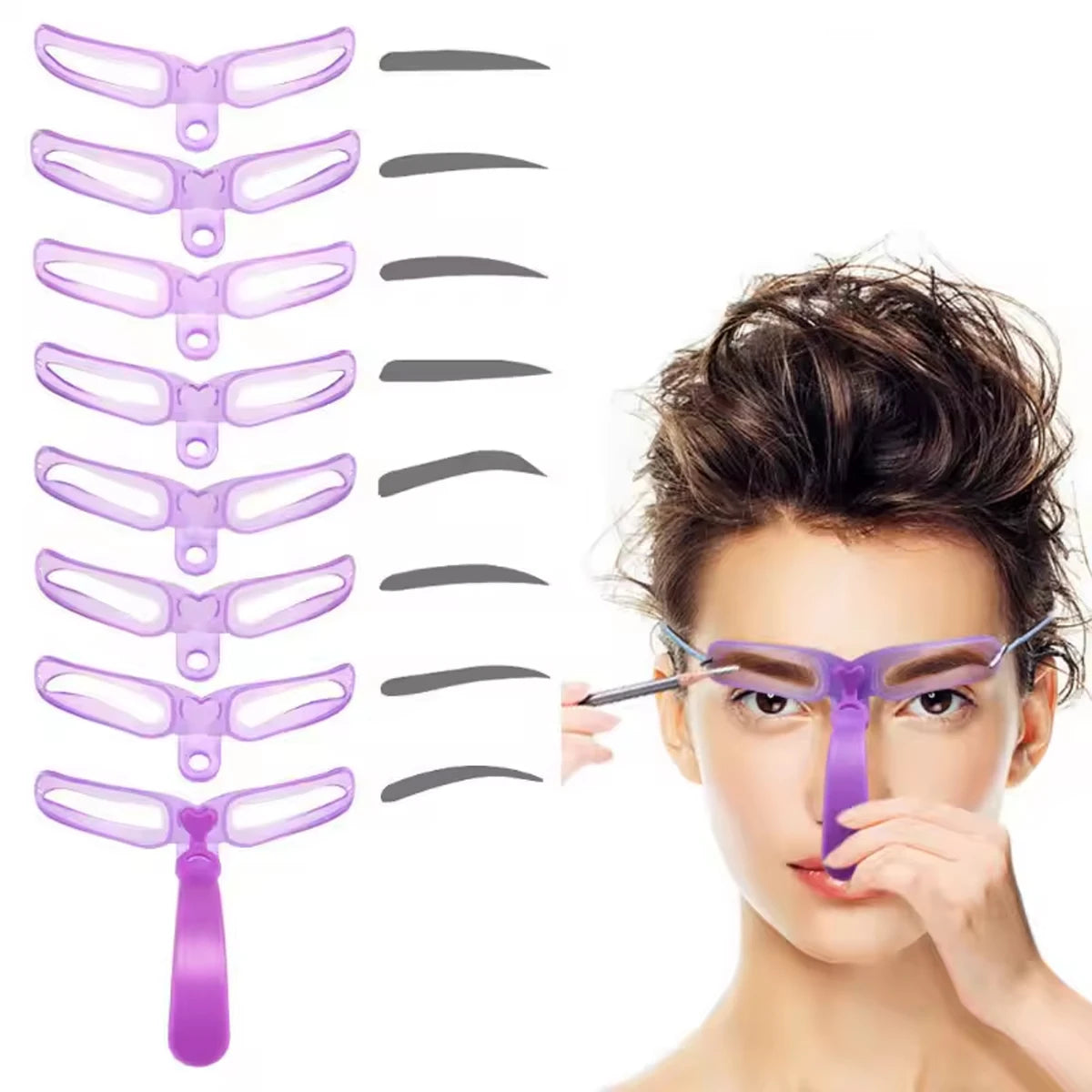 8 In 1 Reusable Eyebrow Stencil Beauty Makeup Brow Stamp Template Eyebrows Shape Set Eye Brow Makeup Tools