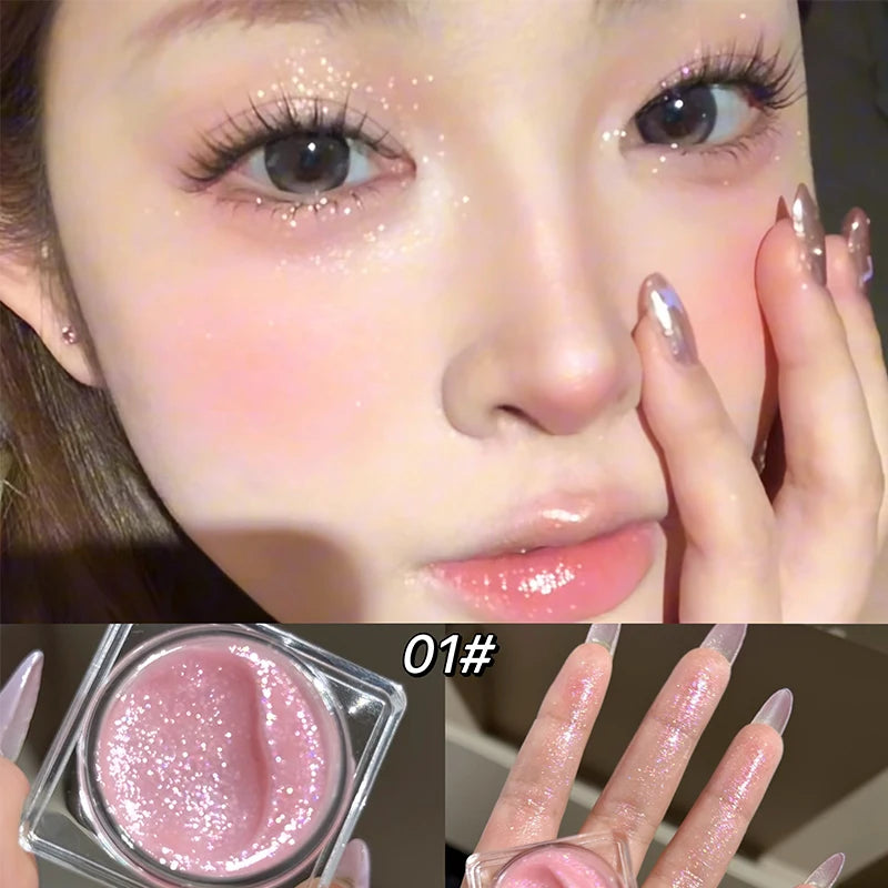 Diamond Sparkle Highlighter Cream Monochrome Shimmering Pearl Silver Face Contour Brighten Makeup Clear Glitter Flash Highlight