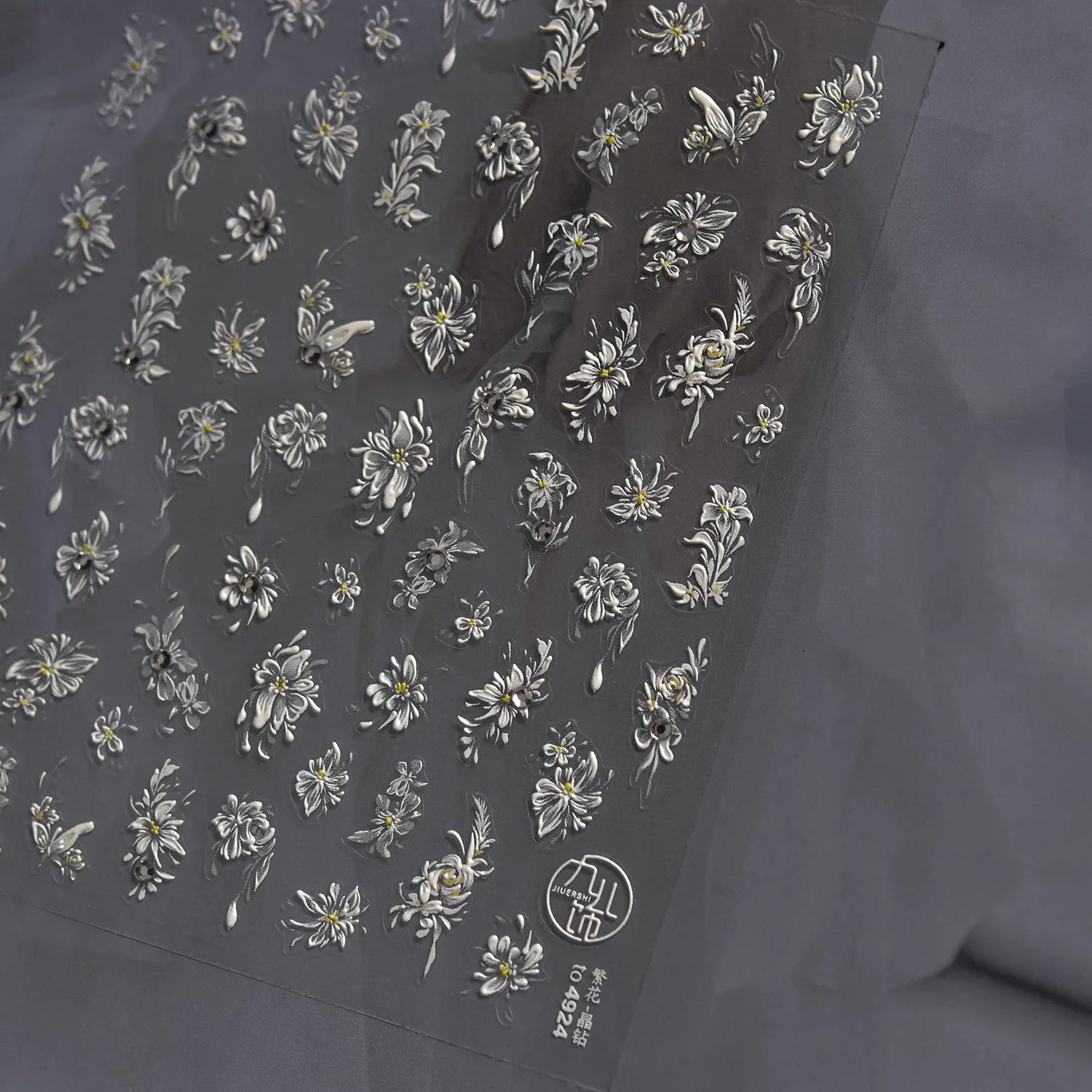 Elegant Flowers Nail Art Stickers 5D Crystal Diamond Nails Decorations Stickers Tassel White Pear Blossom DlY Autumn Nail Decals