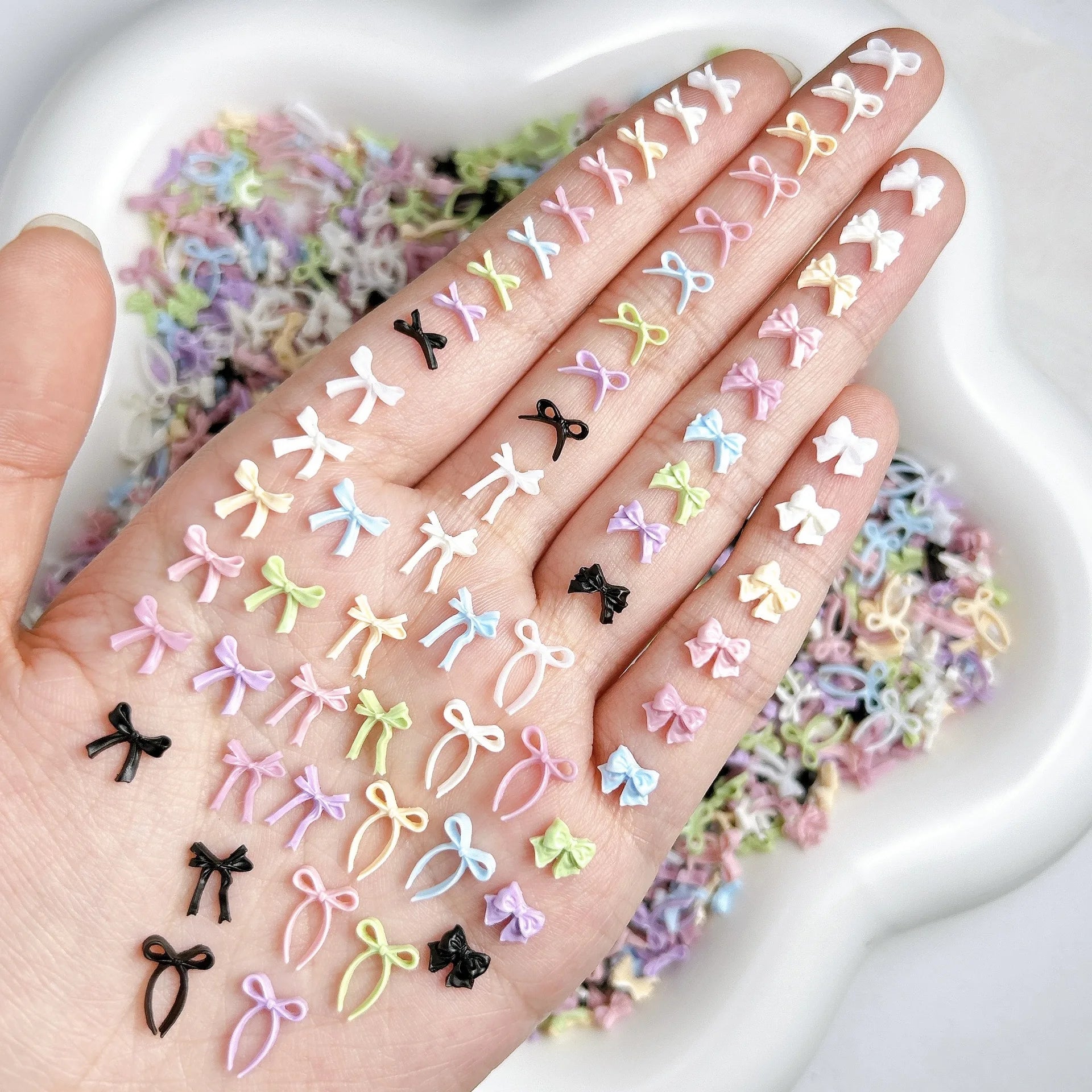 8Styies Bows Design Nail Art Aaccessories Mixed Colors Bow Macaron Cartoon 3D Ribbon Bow tie Resin Nail Charms DIY Manicure Tool