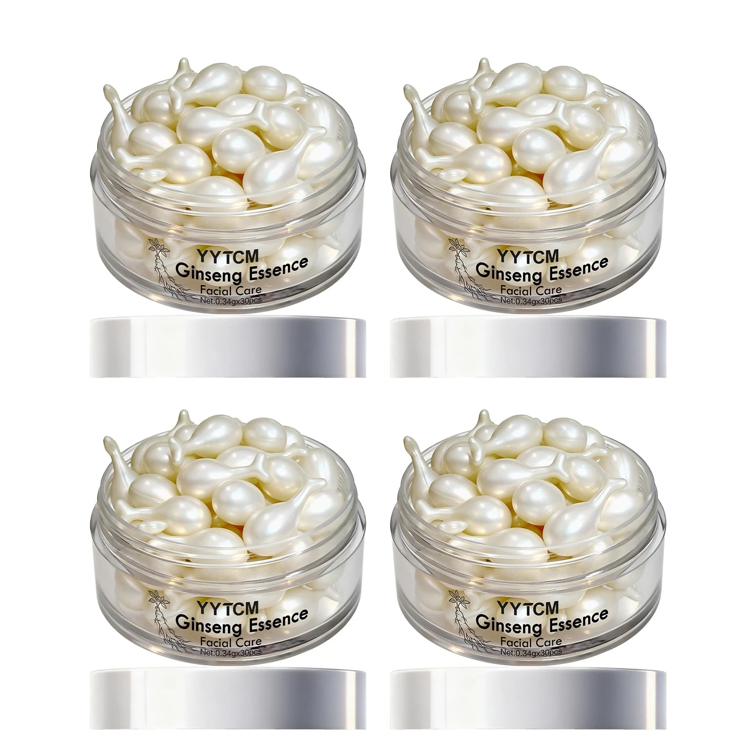 Ginseng Essence Capsules, Moisturizing and Firming Essence Serum, Contains Squalane, Niacinamide, Vitamin E, Retinol, Deep Hydration (0.34Gx30 Capsules)/Bottle-1 Bottle
