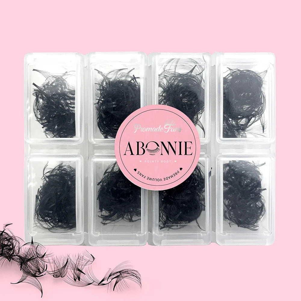ABONNIE Loose 8D-20D Pointy Base Short Stem Premade Russian Volume Fans Faux Mink Premade Eyelash Extensions Makeup Cilios