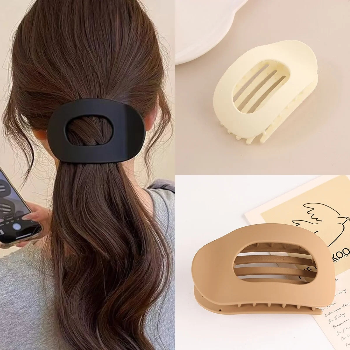 2PCS Flat Elliptical Hair Clips, Duckbill Clips with Strong Grip, Simple Hair Accessories for Updo Hairstyles at the Back of the
