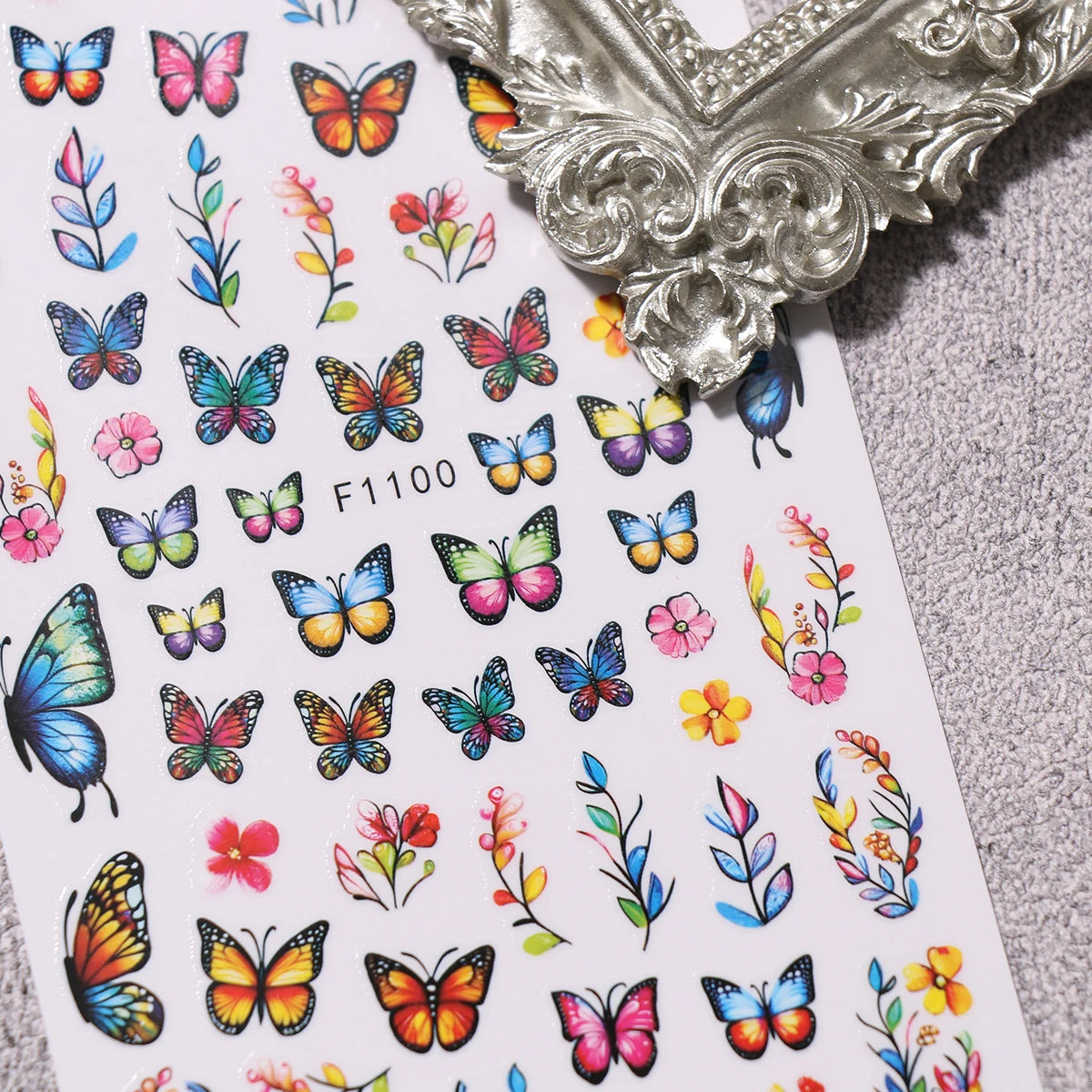 Spring and summer flower butterfly nail stickers, easy to apply for nail decoration DIY, gifts, party and wedding makeup styling