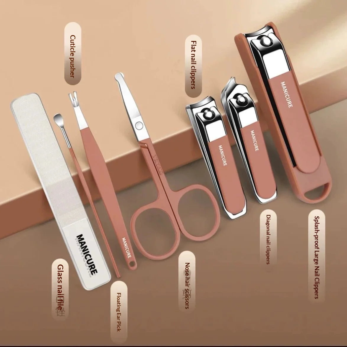 Upgraded Anti-Splash Nail Clipper Set 8-Piece - Stainless Steel Manicure Kit with Portable Case, Sharp Durable Tools for Men & W