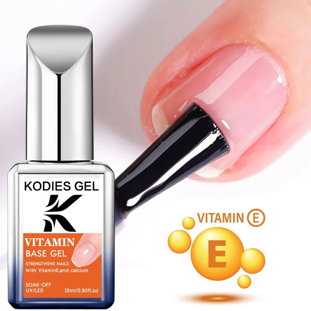 KODIES GEL Bio Keratin Rubber Base Coat UV Gel Nail Polish Vitamin Formula Repair Nail 15ml Semi Permanent Manicure Strengthener