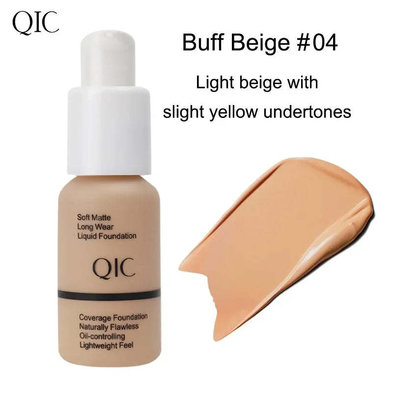 QIC Soft Matte Liquid Foundation Jewel Light Brightening Moisturizing Oil-Control Wheat Fit BB Cream Concealer Makeup