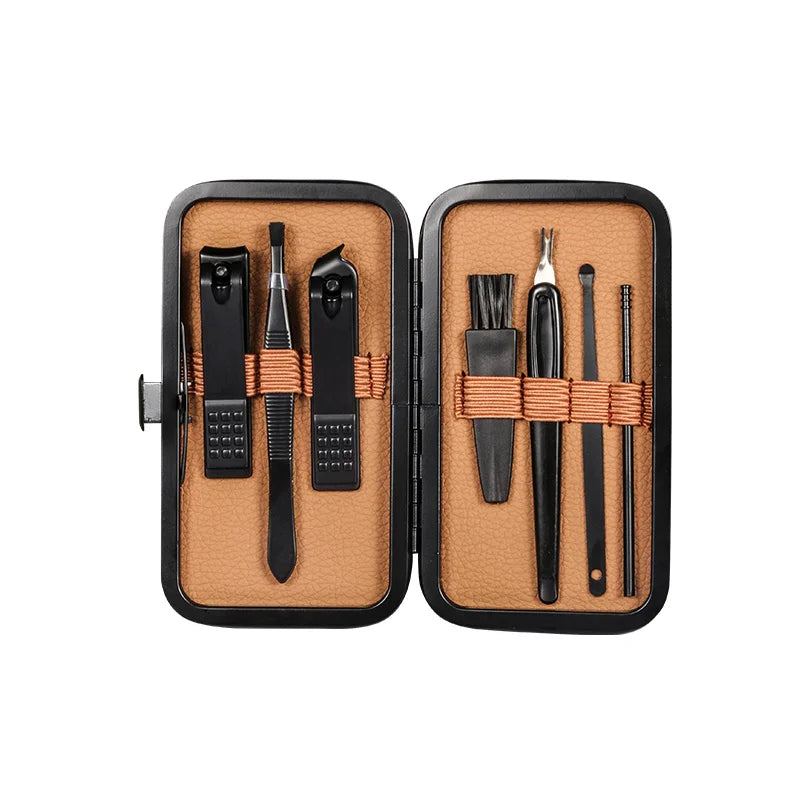 7/16/24 Pcs Brown Series Manicure Set Stainless Steel Nail Clipper Hand& Foot Trimming Tool, with Portable Exquisite Storage Box