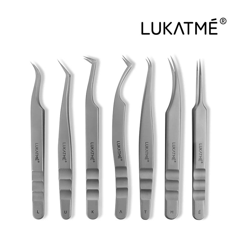 LUKATME Eyelash Tweezer Anti-Slip Fiber Tip Eyelash Extension Tools Stainless Steel Professional Precision Tweezer for Makeup