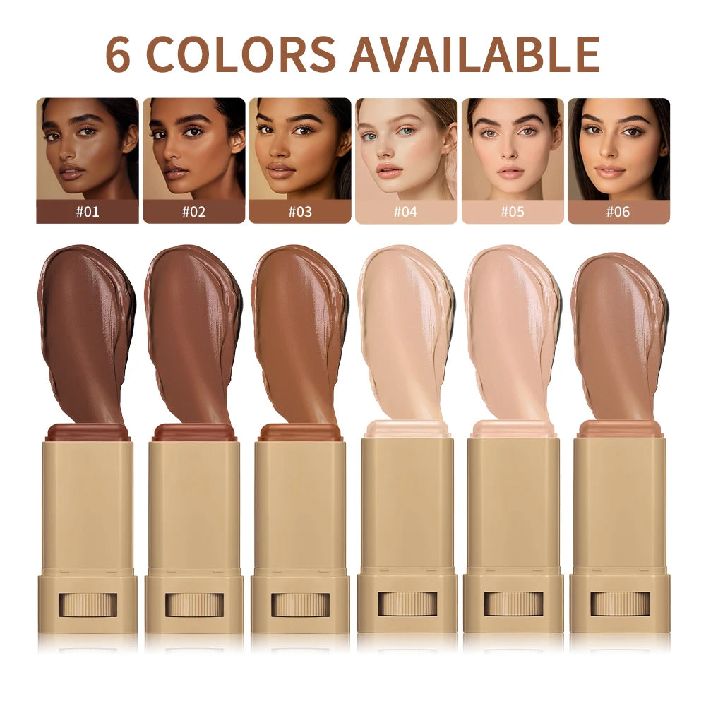 Skin Tint Foundation Stick 6 Colors Balm Serum Boosted Smooth Plumper Hight Coverage Travel Bronze Foundation Stick Makeup