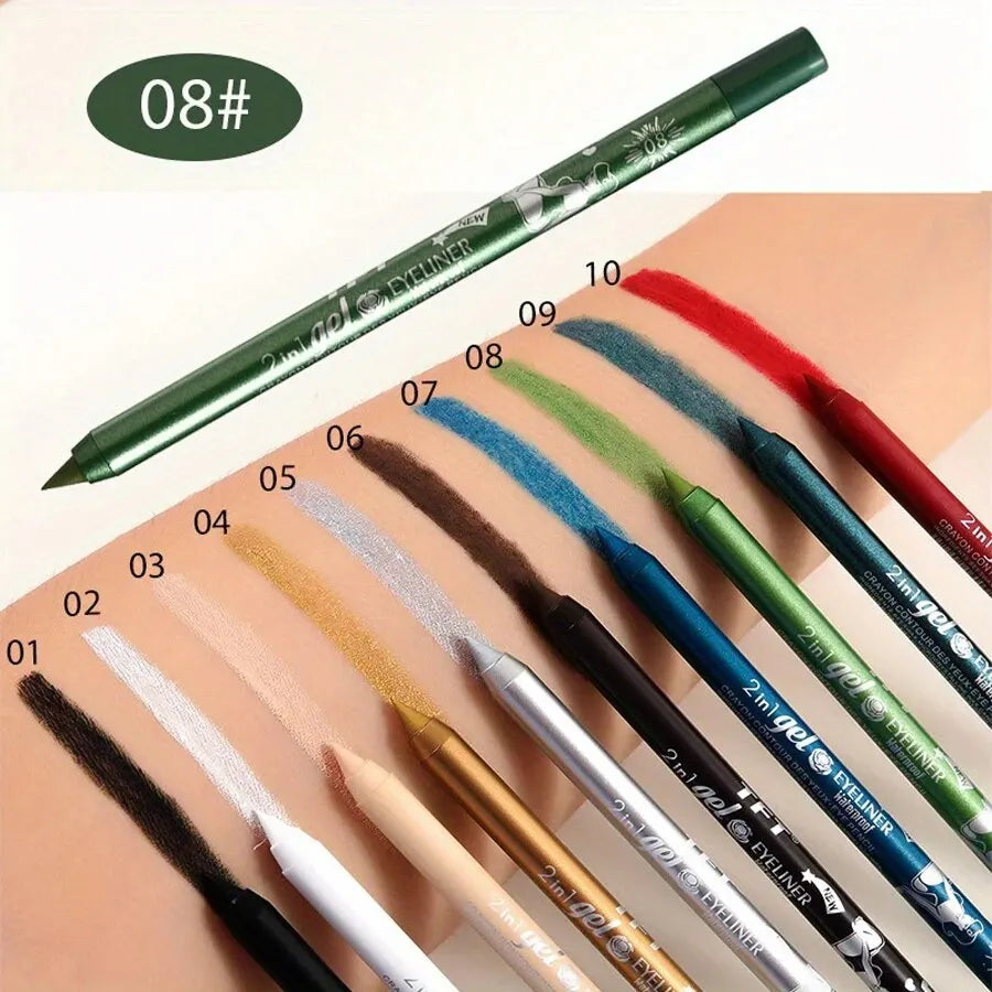 10 Colors Waterproof Eyeliner Pen Long-Lasting Concealer And Lip Liner Gel Pen, Sweatproof And Smudge Proof