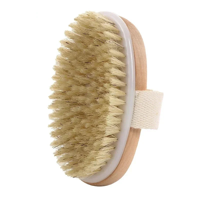 2 In 1 Dry Skin Body Massage Brush Natural Bristle Dead Skin Remover Anti Cellulite Exfoliates Blood Circulation Massage Tools